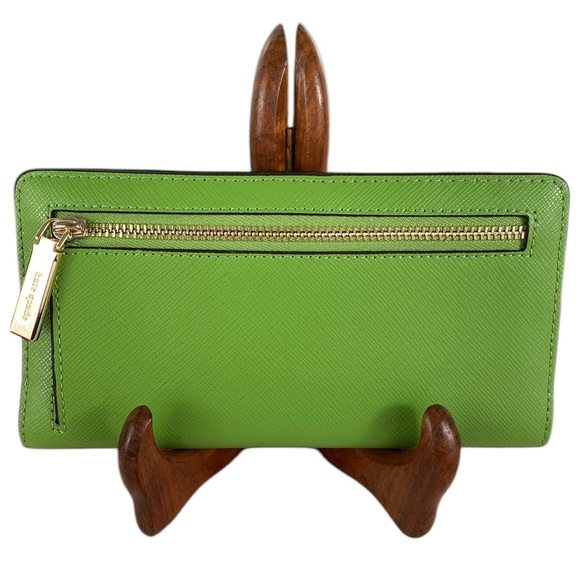 Kate Spade Madison Turtle Green Saffiano Leather Large Slim Bifold Wallet - Picture 5 of 17